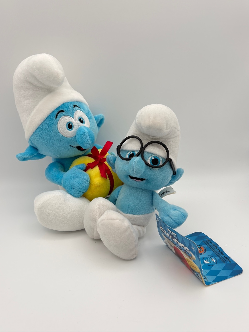 Set of Two Plush Stuffies Brainy Smurf  and Jokey Smurf